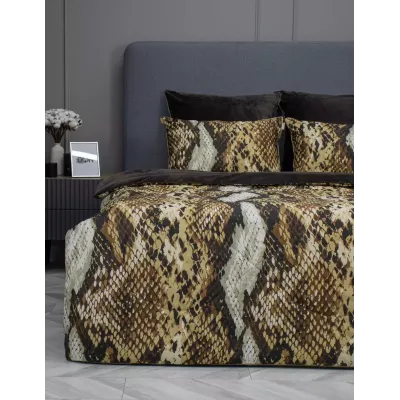 Комплект с одеялом KAZANOV.A “Питон” капучино беж (хлопок-велюр), 1.5 спальный
