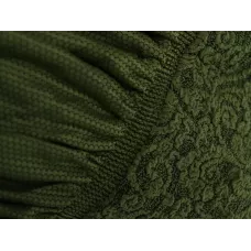 Чехол на угловой диван с оборкой Жаккард зеленый