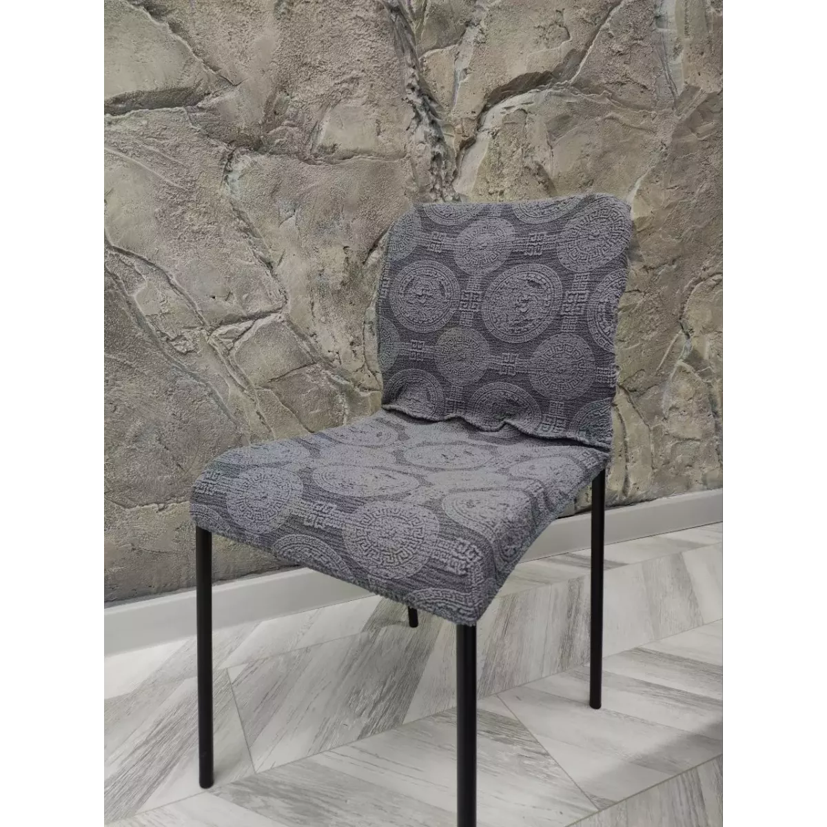 Чехлы на на стул с узором (без оборки) антрацит