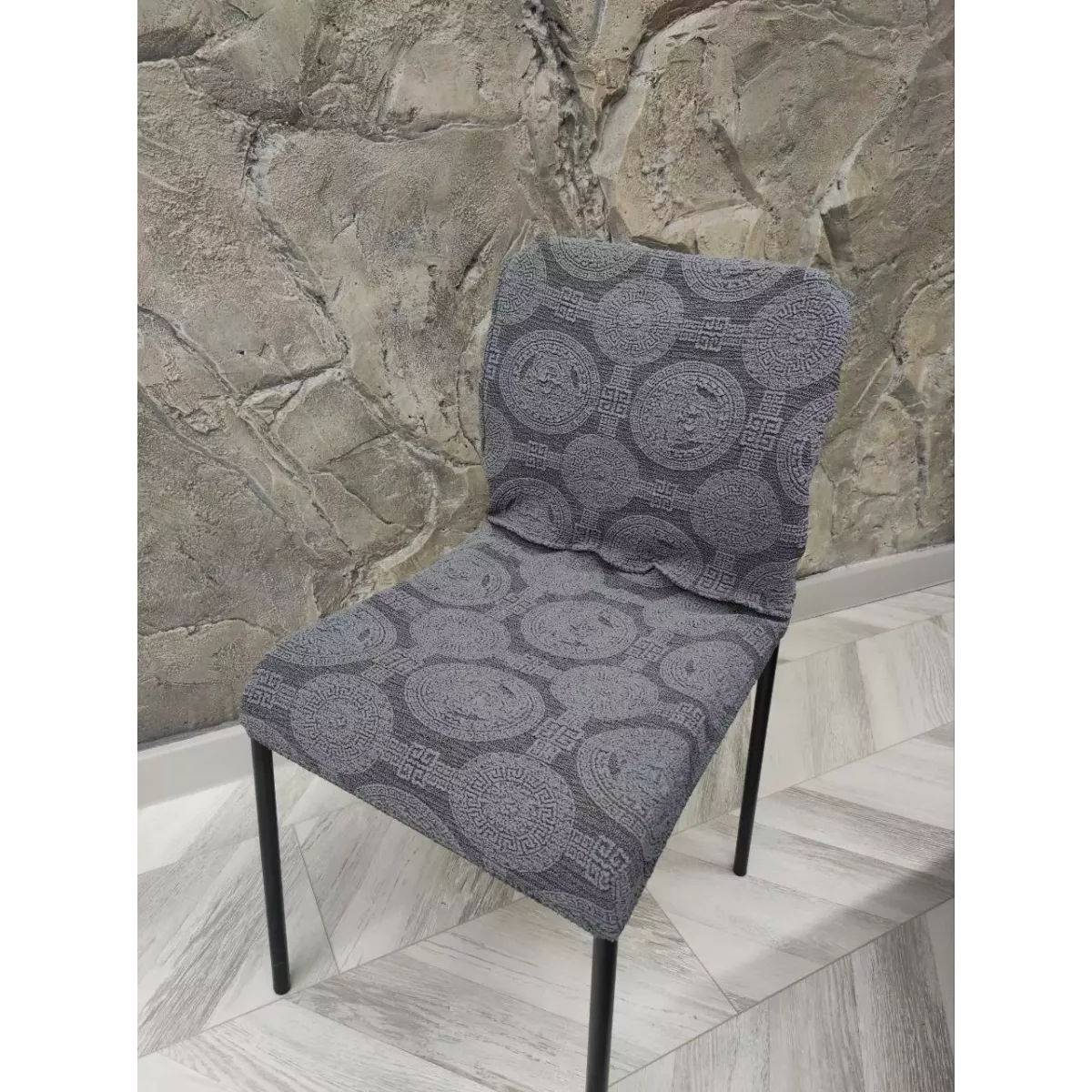 Чехлы на на стул с узором (без оборки) антрацит