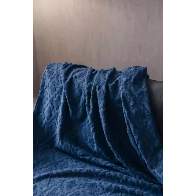 Махровое покрывало Karteks "Venesia" жаккард (синий), 160х220