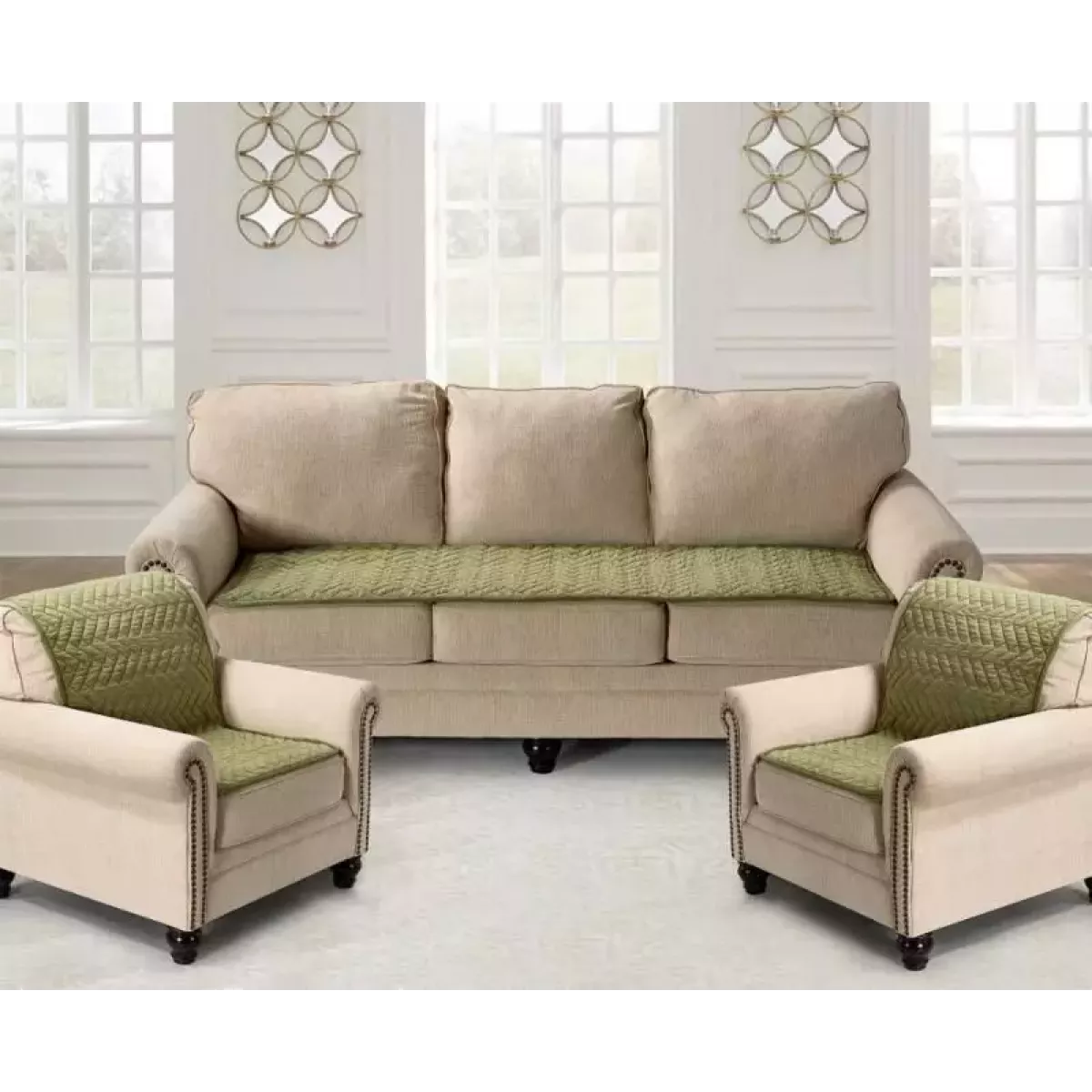 Набор покрывал для мягкой мебели Karteks “Паркет” зеленый (70х150 - 2 шт.)