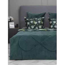 Комплект с одеялом KAZANOV.A “Жанет” изумруд бежевый (египетский хлопок-велюр), евро