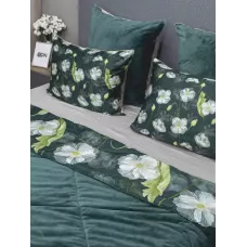 Комплект с одеялом KAZANOV.A “Жанет” изумруд бежевый (египетский хлопок-велюр), евро