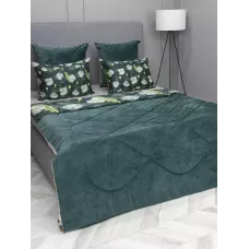 Комплект с одеялом KAZANOV.A “Жанет” изумруд бежевый (египетский хлопок-велюр), евро