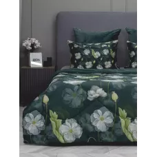 Комплект с одеялом KAZANOV.A “Жанет” изумруд бежевый (египетский хлопок-велюр), евро