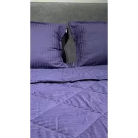 Комплект с одеялами DonCotton "Stripe Sateen" (фиолетовый), семейный