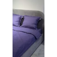 Комплект с одеялами DonCotton "Stripe Sateen" (фиолетовый), семейный
