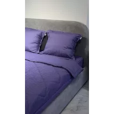 Комплект с одеялами DonCotton "Stripe Sateen" (фиолетовый), семейный