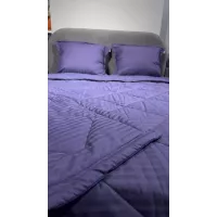 Комплект с одеялами DonCotton "Stripe Sateen" (фиолетовый), семейный