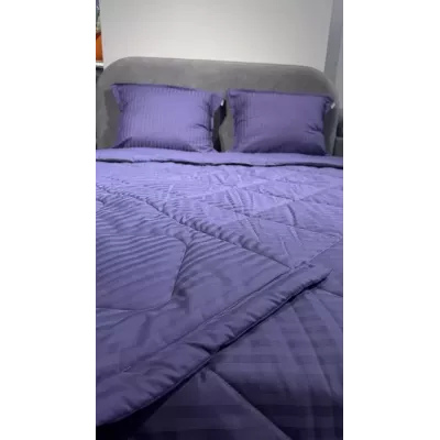 Комплект с одеялами DonCotton "Stripe Sateen" (фиолетовый), семейный
