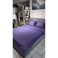 Комплект с одеялами DonCotton "Stripe Sateen" (фиолетовый), семейный