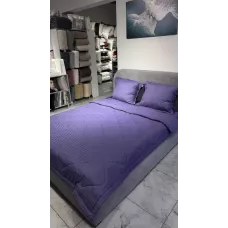 Комплект с одеялами DonCotton "Stripe Sateen" (фиолетовый), семейный