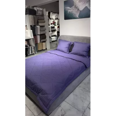 Комплект с одеялами DonCotton "Stripe Sateen" (фиолетовый), семейный