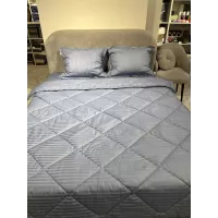 Комплект с одеялом DonCotton "Stripe Sateen " (серо синий), семейный