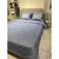 Комплект с одеялом DonCotton "Stripe Sateen " (серо синий), семейный