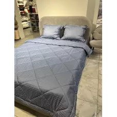 Комплект с одеялом DonCotton "Stripe Sateen " (серо синий), евро