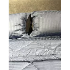 Комплект с одеялом DonCotton "Stripe Sateen " (серо синий), евро