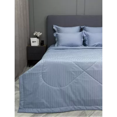 Комплект с одеялом KAZANOV.A Stripe Cotton "Hotel" (голубая платина), евро