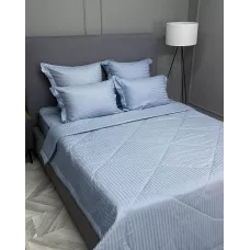 Комплект с одеялом KAZANOV.A Stripe Cotton "Hotel" (голубая платина), евро