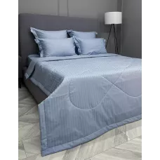 Комплект с одеялом KAZANOV.A Stripe Cotton "Hotel" (голубая платина), евро