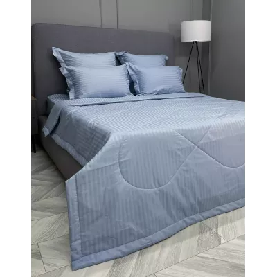 Комплект с одеялом KAZANOV.A Stripe Cotton "Hotel" (голубая платина), евро