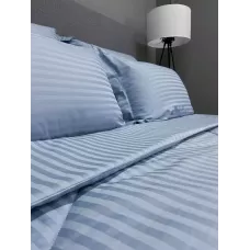 Комплект с одеялом KAZANOV.A Stripe Cotton "Hotel" (голубая платина), евро