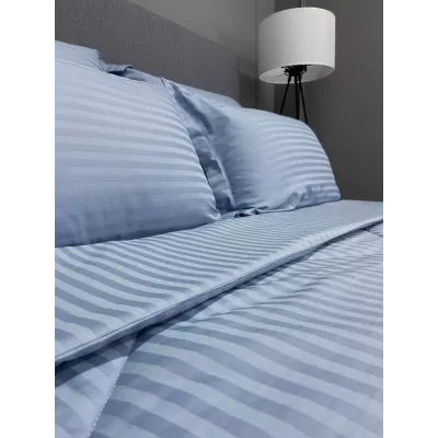 Комплект с одеялом KAZANOV.A Stripe Cotton "Hotel" (голубая платина), евро