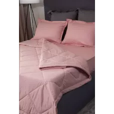 Комплект с одеялом DonCotton "Stripe Sateen Mini" (дымчатая роза), евро
