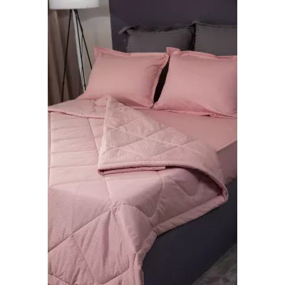 Комплект с одеялом DonCotton "Stripe Sateen Mini" (дымчатая роза), 1,5 спальный