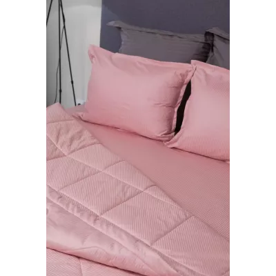 Комплект с одеялом DonCotton "Stripe Sateen Mini" (дымчатая роза), 1,5 спальный