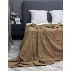 Махровое покрывало Karteks "Damask" жаккард (коричневый), 160х220