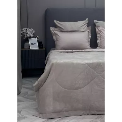 Комплект с одеялом KAZANOV.A Lindor Fluffy серый беж (египетский хлопок-велюр), евро