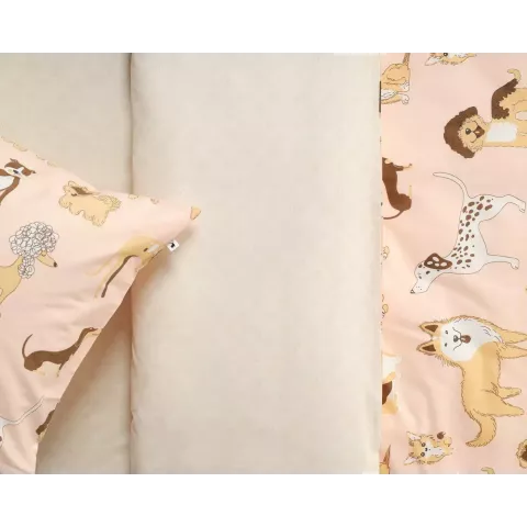 Комплект постельного белья Siberia Home “Собачки” (розовый), 1.5 спальный