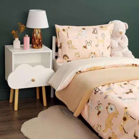 Комплект постельного белья Siberia Home “Собачки” (розовый), 1.5 спальный