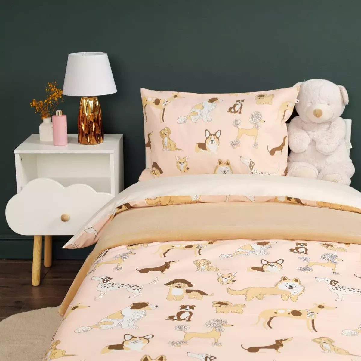 Комплект постельного белья Siberia Home “Собачки” (розовый), 1.5 спальный