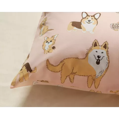 Комплект постельного белья Siberia Home “Собачки” (розовый), 1.5 спальный